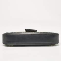 Pre Owned Fendi Black Zucca Embossed PVC and Leather Medium Baguette Bag