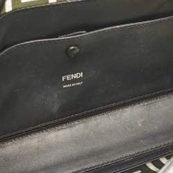 Pre Owned Fendi Black Zucca Embossed PVC and Leather Medium Baguette Bag