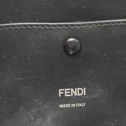 Pre Owned Fendi Black Zucca Embossed PVC and Leather Medium Baguette Bag