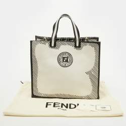 Fendi x Joshua Vides White/Black Coated Canvas Stamp Patch Shopping Tote