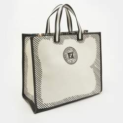 Fendi x Joshua Vides White/Black Coated Canvas Stamp Patch Shopping Tote