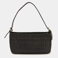 مملوكة مسبقًا Fendi Black Zucchino Canvas and Leather Mini Pochette Bag