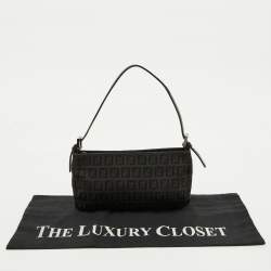 مملوكة مسبقًا Fendi Black Zucchino Canvas and Leather Mini Pochette Bag