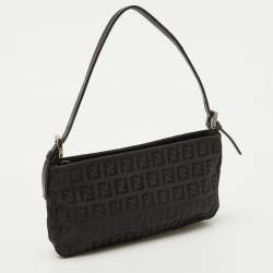 مملوكة مسبقًا Fendi Black Zucchino Canvas and Leather Mini Pochette Bag