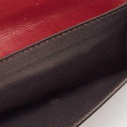 Pre Owned Fendi Burgundy Zucca Embossed Leather Baguette Card Holder