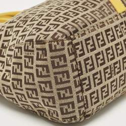 Pre Owned Fendi Yellow/Beige Zucchino Fabric and Leather Tote