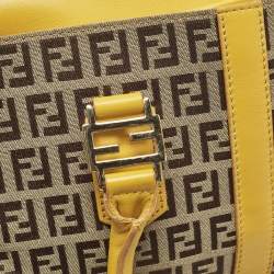 Pre Owned Fendi Yellow/Beige Zucchino Fabric and Leather Tote