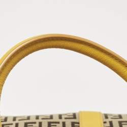 Pre Owned Fendi Yellow/Beige Zucchino Fabric and Leather Tote