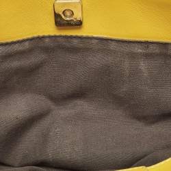 Pre Owned Fendi Yellow/Beige Zucchino Fabric and Leather Tote