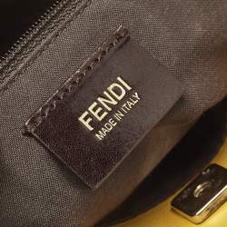Pre Owned Fendi Yellow/Beige Zucchino Fabric and Leather Tote
