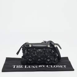 مملوكة مسبقًا Fendi Black Leather Mini Flowerland By The Way Crossbody Bag