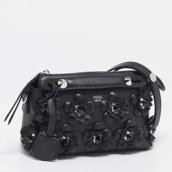 مملوكة مسبقًا Fendi Black Leather Mini Flowerland By The Way Crossbody Bag