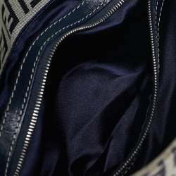 Pre Owned Fendi Blue Zucchino Canvas and Leather Baguette Bag