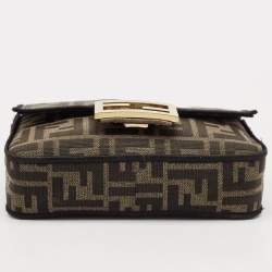 Fendi Tobacco FF Canvas Mini Baguette Bag
