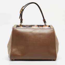 Pre Owned Fendi Multicolor Leather and Python Silvana Top Handle Bag