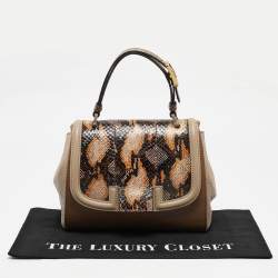 Pre Owned Fendi Multicolor Leather and Python Silvana Top Handle Bag