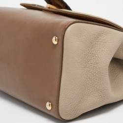 Pre Owned Fendi Multicolor Leather and Python Silvana Top Handle Bag