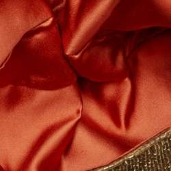 Pre Owned Fendi Gold/Brown Beaded and Leather Baguette Flap Bag