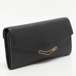 Fendi Black Leather 2Jours Continental Wallet