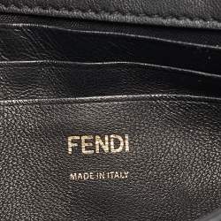 Fendi Black Leather FF Motif Baguette Mini Chain Bag
