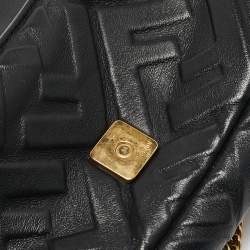 Fendi Black Leather FF Motif Baguette Mini Chain Bag