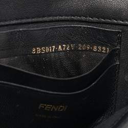 Fendi Black Leather FF Motif Baguette Mini Chain Bag