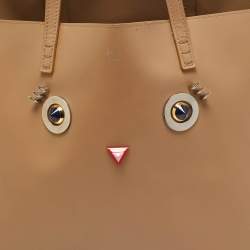 Pre Owned Fendi Beige Leather Hypnoteyes Shopping Tote