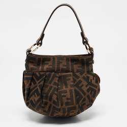 Pre Owned Fendi Tobacco Zucca Canvas Mini Chef Hobo