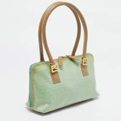 Fendi Blue/Tan Zucchino Vinyl Satchel