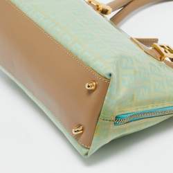 Fendi Blue/Tan Zucchino Vinyl Satchel