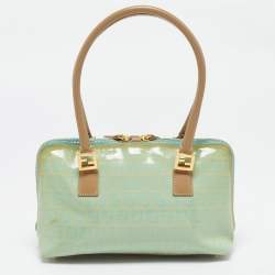 Fendi Blue/Tan Zucchino Vinyl Satchel