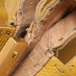 Fendi Yellow Selleria Leather Large Peekaboo Top Handle Bag