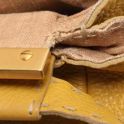 Fendi Yellow Selleria Leather Large Peekaboo Top Handle Bag