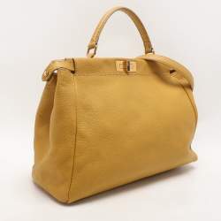 Fendi Yellow Selleria Leather Large Peekaboo Top Handle Bag