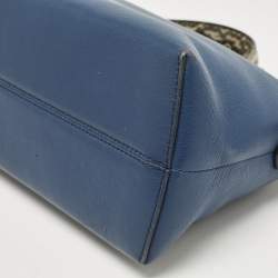 Fendi Navy Blue/Beige Leather and Python Small By The Way Bag