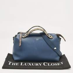 Fendi Navy Blue/Beige Leather and Python Small By The Way Bag