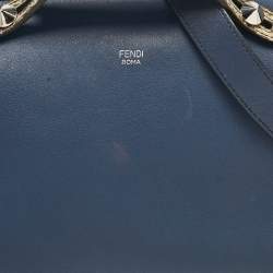 Fendi Navy Blue/Beige Leather and Python Small By The Way Bag