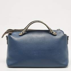 Fendi Navy Blue/Beige Leather and Python Small By The Way Bag