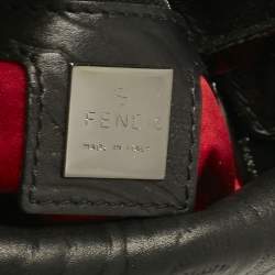 Fendi Black Embossed Leather Double Baguette Bag