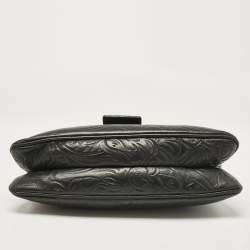 Fendi Black Embossed Leather Double Baguette Bag