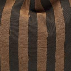 مملوكة مسبقًا Fendi Tobacco/Magenta Pequin Stripe Canvas and Leather Hobo