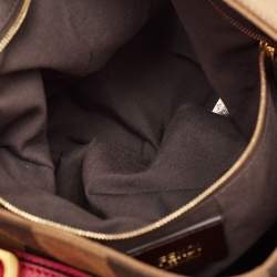 مملوكة مسبقًا Fendi Tobacco/Magenta Pequin Stripe Canvas and Leather Hobo