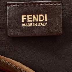 مملوكة مسبقًا Fendi Tobacco/Magenta Pequin Stripe Canvas and Leather Hobo