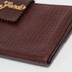 Fendi Brown Leather Flap Continental Wallet