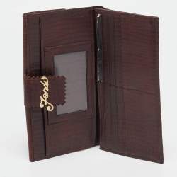 Fendi Brown Leather Flap Continental Wallet