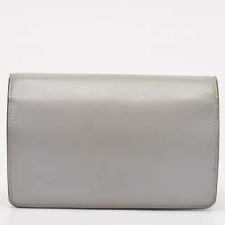 Fendi Grey Leather Studded Wallet On Chain