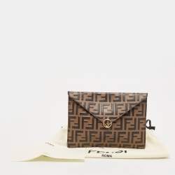 Fendi Brown FF Leather Envelope Flat Pouch