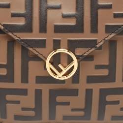 Fendi Brown FF Leather Envelope Flat Pouch