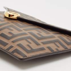 Fendi Brown FF Leather Envelope Flat Pouch