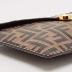 Fendi Brown FF Leather Envelope Flat Pouch
